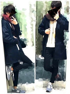 「定番」｜「アイテム（チェスターコート）」を使った、RODEOさん（メンズ・174cm）の秋コーディネート