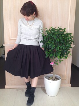 「くつした」｜「アイテム（スウェット）」を使った、ユリメロさん（レディース・157cm）の秋コーディネート