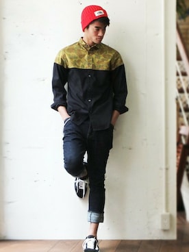 「BEN DAVIS/PROJECT LINE（ベンデイビスプロジェクトライン）のアイテム」を使った、リョウさん（メンズ・175cm）の春コーディネート
