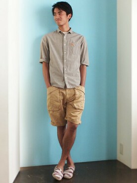 「BEN DAVIS/PROJECT LINE（ベンデイビスプロジェクトライン）のアイテム」を使った、リョウさん（メンズ・175cm）の春コーディネート