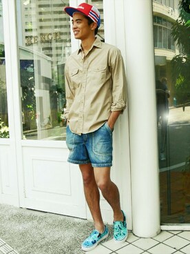 「BEN DAVIS/PROJECT LINE（ベンデイビスプロジェクトライン）のアイテム」を使った、リョウさん（メンズ・175cm）の夏コーディネート