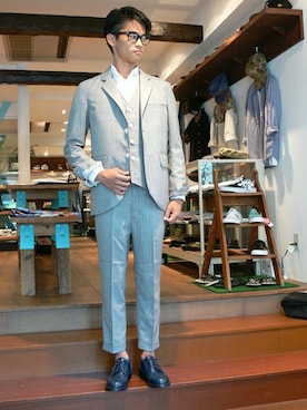 「BEN DAVIS/PROJECT LINE（ベンデイビスプロジェクトライン）のアイテム（ベスト）」を使った、リョウさん（メンズ・175cm）の夏コーディネート