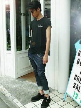 「BEN DAVIS/PROJECT LINE（ベンデイビスプロジェクトライン）のアイテム」を使った、リョウさん（メンズ・175cm）の夏コーディネート