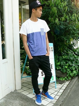 「BEN DAVIS/PROJECT LINE（ベンデイビスプロジェクトライン）のアイテム（帽子）」を使った、リョウさん（メンズ・175cm）の夏コーディネート