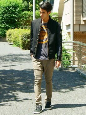「BEN DAVIS/PROJECT LINE（ベンデイビスプロジェクトライン）のアイテム（ミリタリージャケット）」を使った、リョウさん（メンズ・175cm）の秋コーディネート