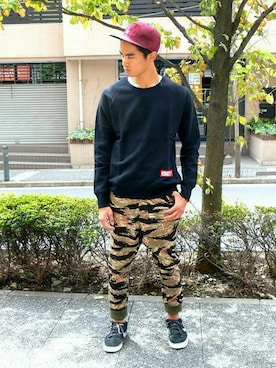 「BEN DAVIS/PROJECT LINE（ベンデイビスプロジェクトライン）のアイテム（帽子）」を使った、リョウさん（メンズ・175cm）の秋コーディネート