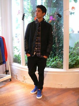 「BEN DAVIS/PROJECT LINE（ベンデイビスプロジェクトライン）のアイテム（ミリタリージャケット）」を使った、リョウさん（メンズ・175cm）の冬コーディネート