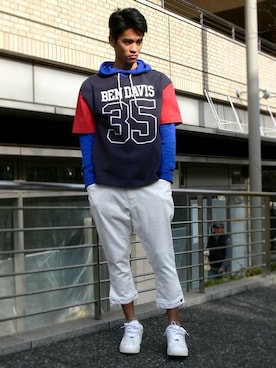 「BEN DAVIS/PROJECT LINE（ベンデイビスプロジェクトライン）のアイテム」を使った、リョウさん（メンズ・175cm）の冬コーディネート