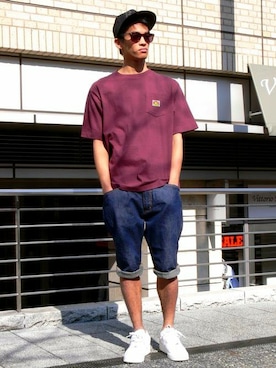 「BEN DAVIS/PROJECT LINE（ベンデイビスプロジェクトライン）のアイテム（帽子）」を使った、リョウさん（メンズ・175cm）の春コーディネート