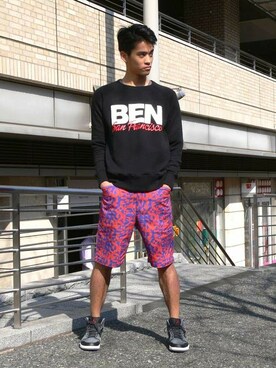「ベンデイビス」｜「アイテム（スウェット）」を使った、リョウさん（メンズ・175cm）の春コーディネート