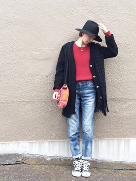 「NINE（ナイン）のアイテム（ダウンジャケット/コート）」を使った、stylist komakiさん（レディース・162cm）の冬コーディネート