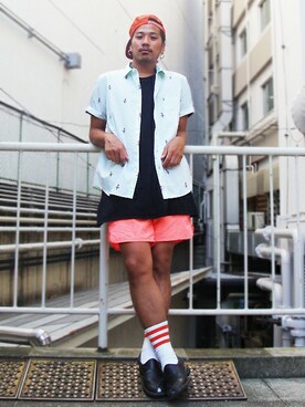 「TOPMAN（トップマン）のアイテム」を使った、かじさん（メンズ・177cm）の夏コーディネート