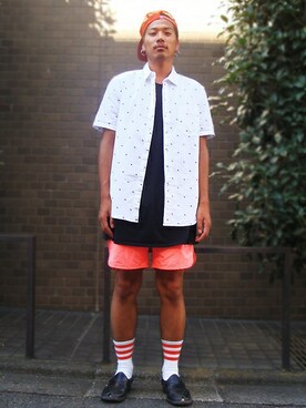 「TOPMAN（トップマン）のアイテム」を使った、かじさん（メンズ・177cm）の夏コーディネート