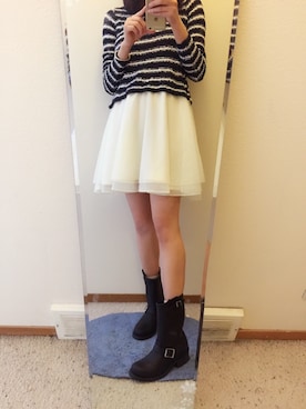 「TITTY&CO.（ティティーアンドコー）のアイテム（ワンピース、ホワイト系）」を使った、有只肥兔儿さん（レディース・165cm）の冬コーディネート