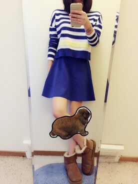 「Keds（ケッズ）のアイテム（スカート、ブルー系）」を使った、有只肥兔儿さん（レディース・165cm）の冬コーディネート