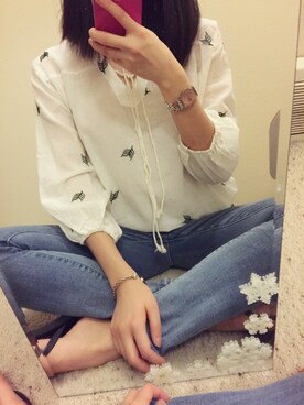 「pixie marketのアイテム（シャツ/ブラウス、ホワイト系）」を使った、有只肥兔儿さん（レディース・165cm）の冬コーディネート