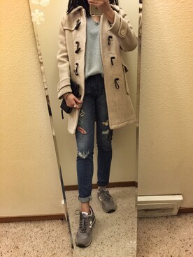 「TOPSHOP（トップショップ）のアイテム（ニット/セーター、ブルー系）」を使った、有只肥兔儿さん（レディース・165cm）の冬コーディネート