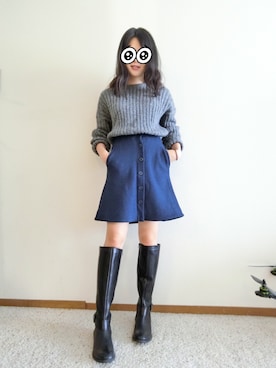 「Acne Studios（アクネストゥディオズ）のアイテム（ニット/セーター、グレー系）」を使った、有只肥兔儿さん（レディース・165cm）の冬コーディネート