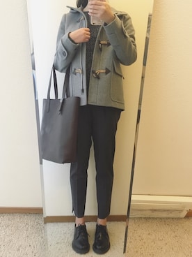 「jcrewのアイテム（ダッフルコート、グレー系）」を使った、有只肥兔儿さん（レディース・165cm）の冬コーディネート