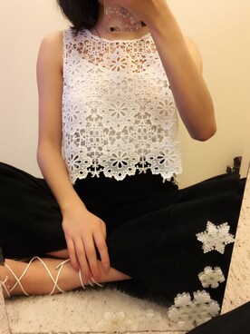 「freepeopleのアイテム（シャツ/ブラウス、ホワイト系）」を使った、有只肥兔儿さん（レディース・165cm）の春コーディネート