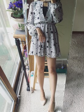 「loves+friendsのアイテム（ワンピース、グレー系）」を使った、有只肥兔儿さん（レディース・165cm）の春コーディネート