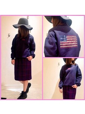 「STUSSY（ステューシー）のアイテム（スウェット、ブルー系）」を使った、shirayuriiiiiiiさん（レディース・158cm）の冬コーディネート
