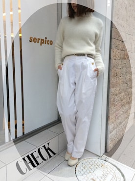 「セルピコのアイテム（ニット/セーター、ホワイト系）」を使った、shirayuriiiiiiiさん（レディース・158cm）の冬コーディネート