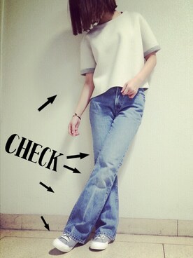 「セルピコ警固のアイテム（Tシャツ/カットソー、ホワイト系）」を使った、shirayuriiiiiiiさん（レディース・158cm）の冬コーディネート