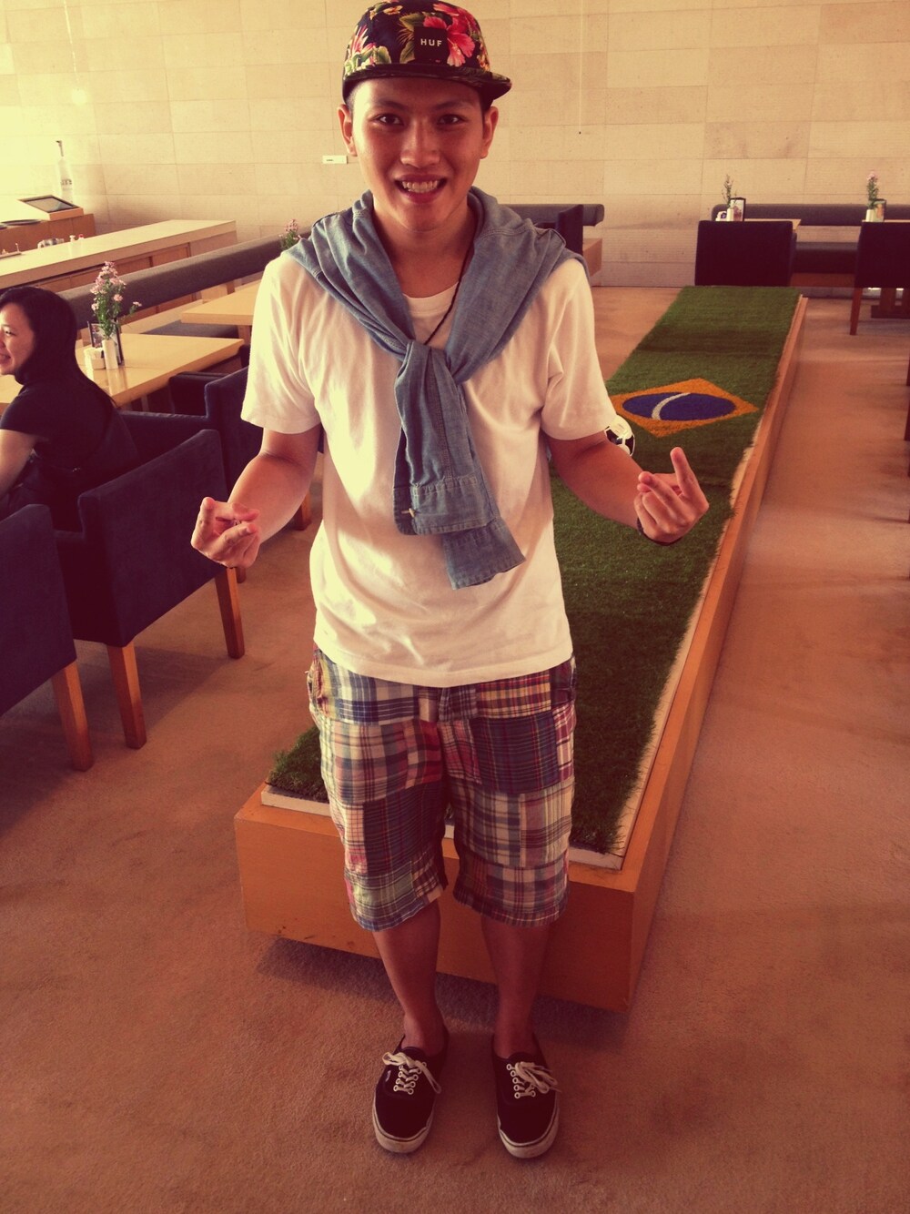 「VANS、HUF、Ralph Lauren、SEIKO」｜「HUFのアイテム（キャップ、ブラック系）」を使った、蕭柏源さん（メンズ・173cm）の夏コーディネートの1枚目の写真