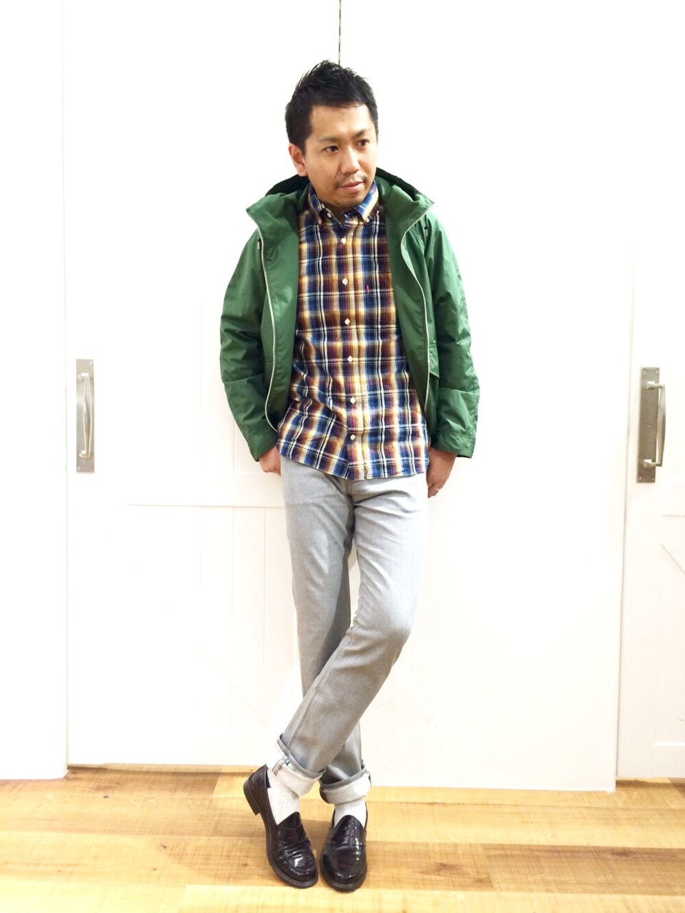 「MYSELF ABAHOUSEのチェックシャツ（シャツ/ブラウス、イエロー系）」を使った、ToruFukumotoさん（メンズ・175cm）の秋コーディネートの1枚目の写真