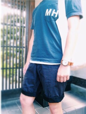 「BEAMS BOY（ビームスボーイ）のアイテム（腕時計）」を使った、けんじろーさん（メンズ・163cm）の夏コーディネート