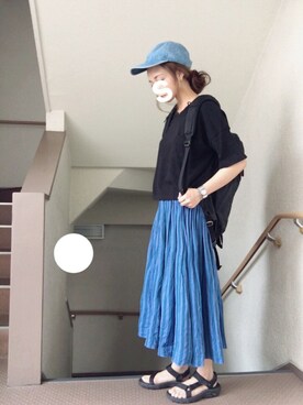 「RAY CASSIN（レイカズン）のアイテム（キャップ）」を使った、skyさん（レディース・153cm）の夏コーディネート