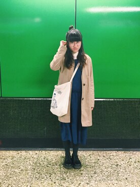 「Dr. Martens（ドクターマーチン）のDr.Martens (ドクターマーチン)/1461 3EYE GIBSON SHOES（その他シューズ）」を使った、Dさん（レディース・155cm）の冬コーディネート