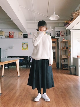 「ブラック×ホワイト」｜「アイテム（デニムジャケット）」を使った、Dさん（レディース・155cm）の春コーディネート