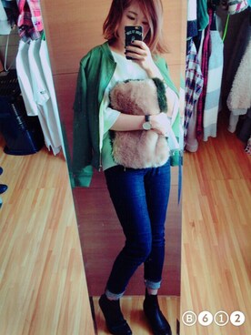 「ミリタリーコーデ」｜「アイテム（ブーティ）」を使った、caori98さん（レディース・163cm）の秋コーディネート
