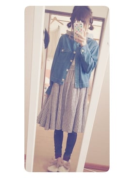 「POU DOU DOU（プードゥドゥ）のアイテム（デニムジャケット）」を使った、asmさん（レディース・157cm）の春コーディネート