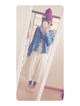 「POU DOU DOU（プードゥドゥ）のアイテム（デニムジャケット）」を使った、asmさん（レディース・157cm）の夏コーディネート