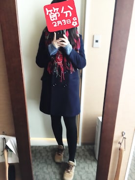 「31 Sons de mode（トランテアン　ソン　ドゥ　モード）のアイテム（チェスターコート）」を使った、kasu.さん（レディース・168cm）の冬コーディネート