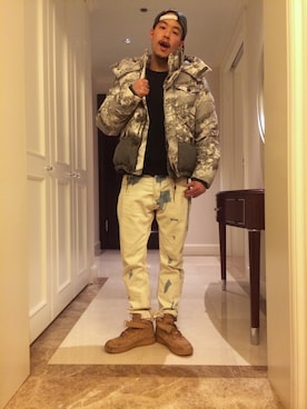 「DRKSHDW（ダークシャドウ）のアイテム（スウェット）」を使った、Keitaさん（メンズ・175cm）の冬コーディネート