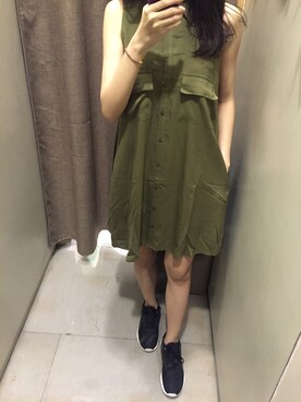 「MANGO（マンゴ）のアイテム（シャツワンピース）」を使った、pettiiさん（レディース・164cm）の春コーディネート