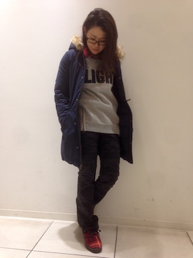 「ラフスタイル」｜「アイテム（モッズコート）」を使った、Yasさん（レディース・153cm）の冬コーディネート