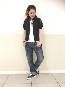 「TYPE BLUE（タイプブルー）のアイテム（パンツ）」を使った、Yasさん（レディース・153cm）の春コーディネート