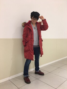「red」｜「アイテム（ミリタリージャケット）」を使った、Yasさん（レディース・156cm）の秋コーディネート