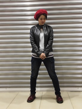 「アメカジ」｜「アイテム（ライダースジャケット）」を使った、Yasさん（レディース・156cm）の秋コーディネート