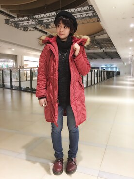 「red」｜「アイテム（ミリタリージャケット）」を使った、Yasさん（レディース・156cm）の秋コーディネート