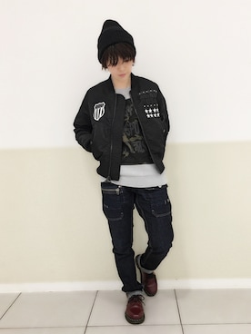 「TYPE BLUE（タイプブルー）のアイテム（パンツ）」を使った、Yasさん（レディース・156cm）の秋コーディネート