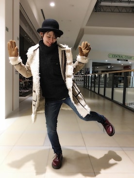 「フェイクレザー」｜「アイテム（ステンカラーコート）」を使った、Yasさん（レディース・156cm）の秋コーディネート