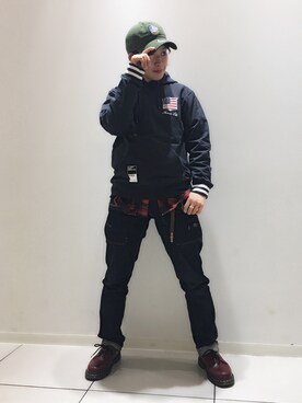 「TYPE BLUE（タイプブルー）のアイテム（パンツ）」を使った、Yasさん（レディース・156cm）の冬コーディネート