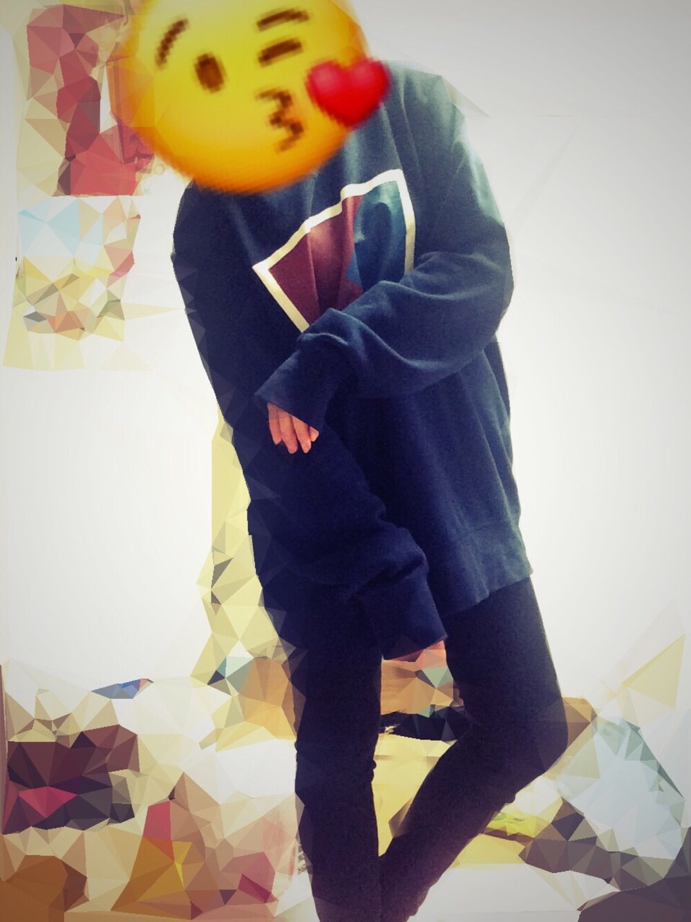 「yestaday、ootd、Men's、H&M、GU、ラフコーデ、simple、fashion、autumn、fashionista」｜「H&Mのアイテム（ニット/セーター、ブルー系）」を使った、ayumiiiさん（レディース・158cm）の秋コーディネートの1枚目の写真