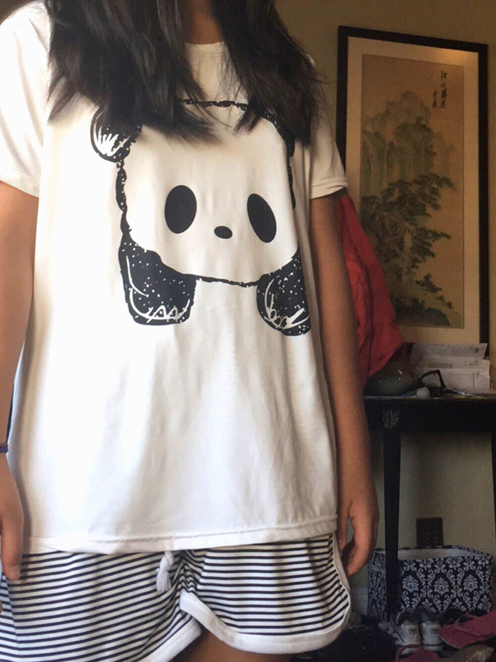 「R29PJsAllDay、Pajamas、comfy」｜「Ventelanのアイテム（Tシャツ/カットソー、ホワイト系）」を使った、shelさん（レディース・157cm）の夏コーディネートの1枚目の写真